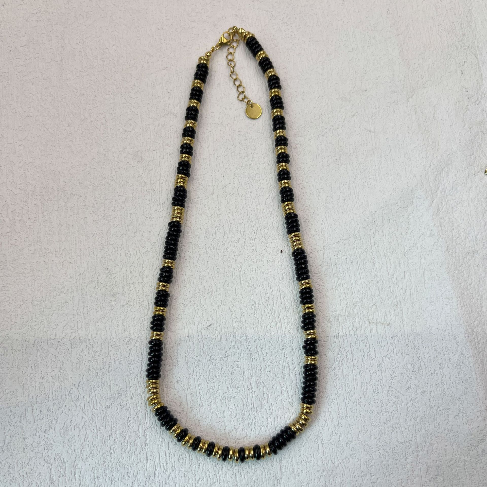Black Onyx Frisbee Necklace