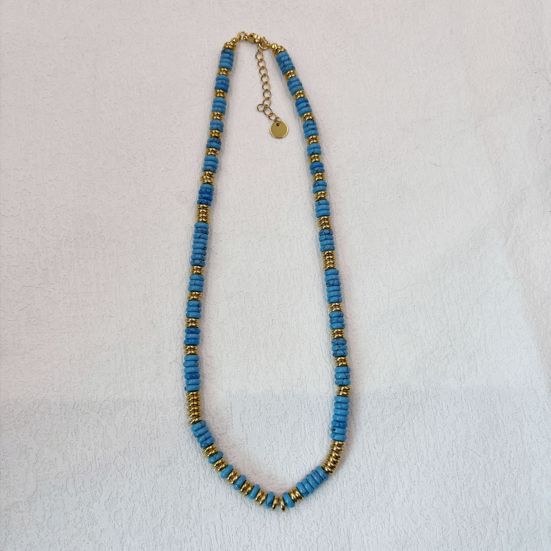 Blue Turquoise Frisbee Necklace
