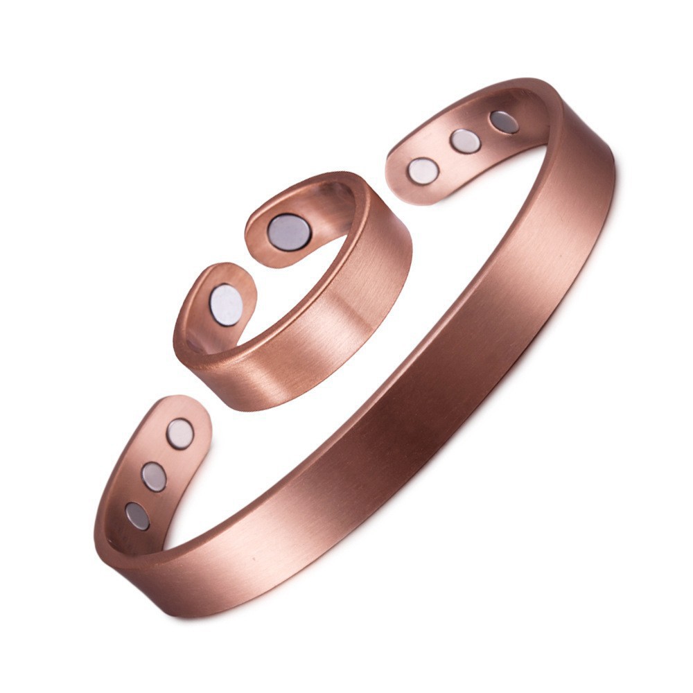 Glossy bronze bracelet   ring set