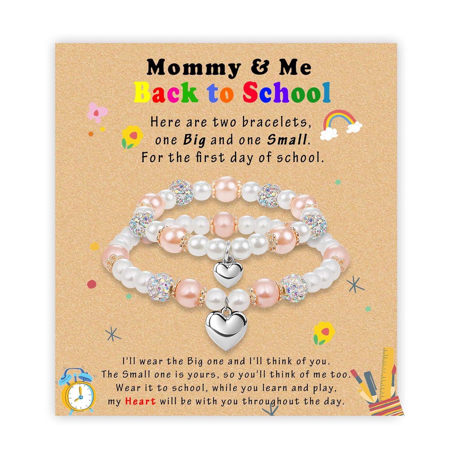 Imitation pearl love pendant mommy me card