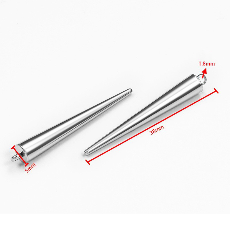 Steel color large awl pendant 5x38mm