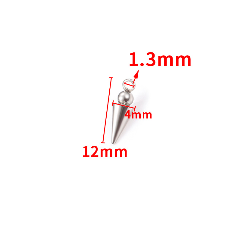 Steel color welding bead cone pendant 12mm