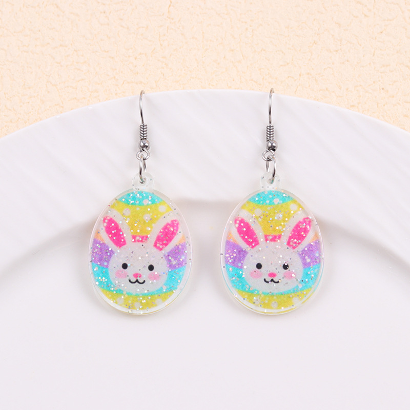 Colorful bunny printed easter eggs