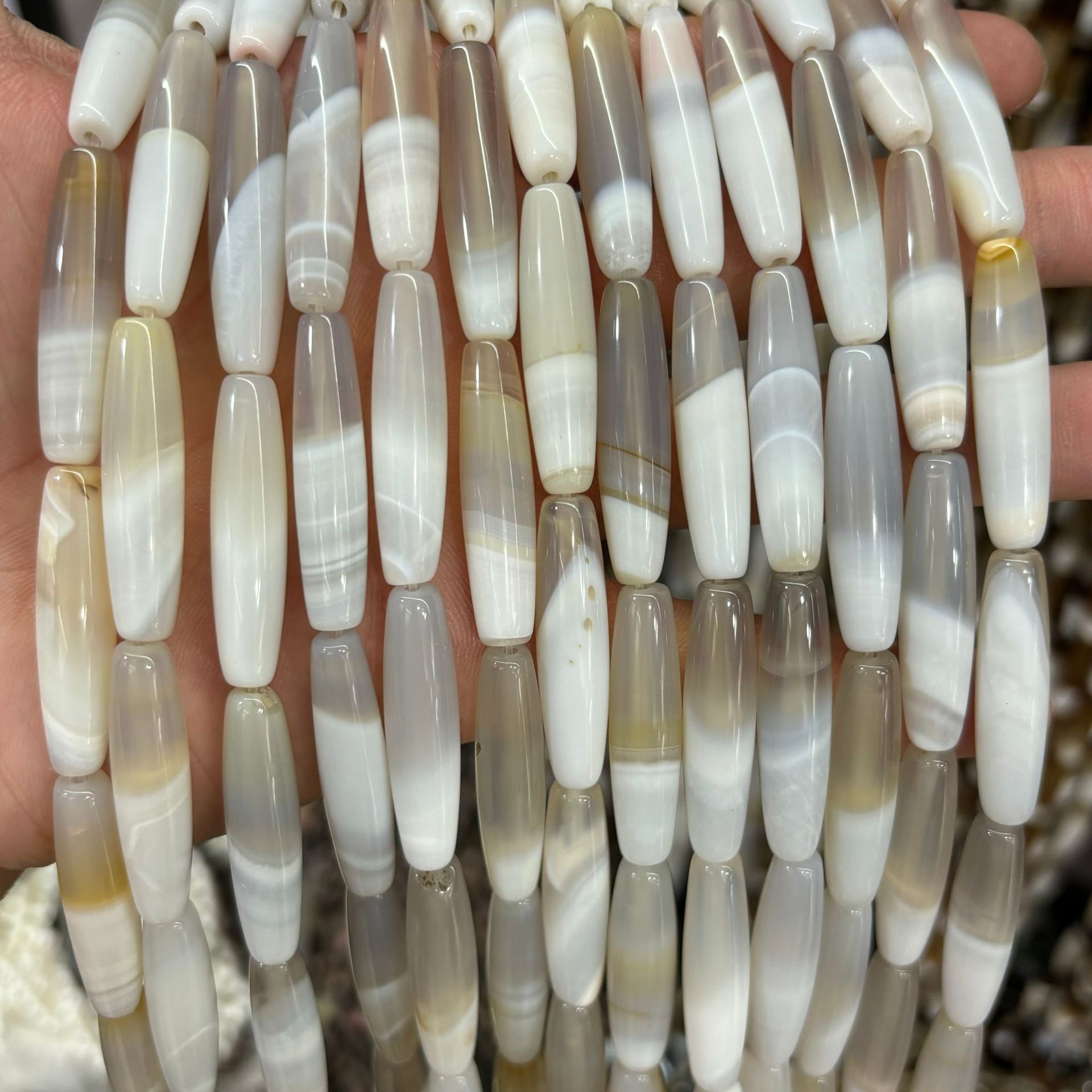 White and gray striped agate