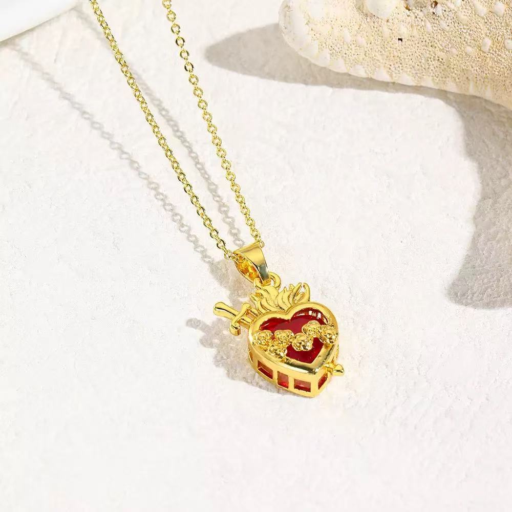 A1057 one arrow through heart necklace (including chain)