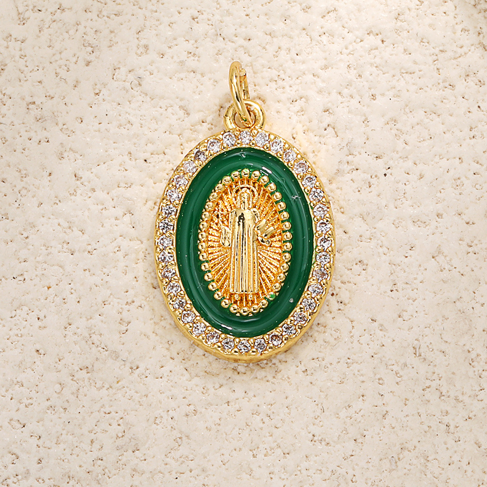 A1043 green oval madonna