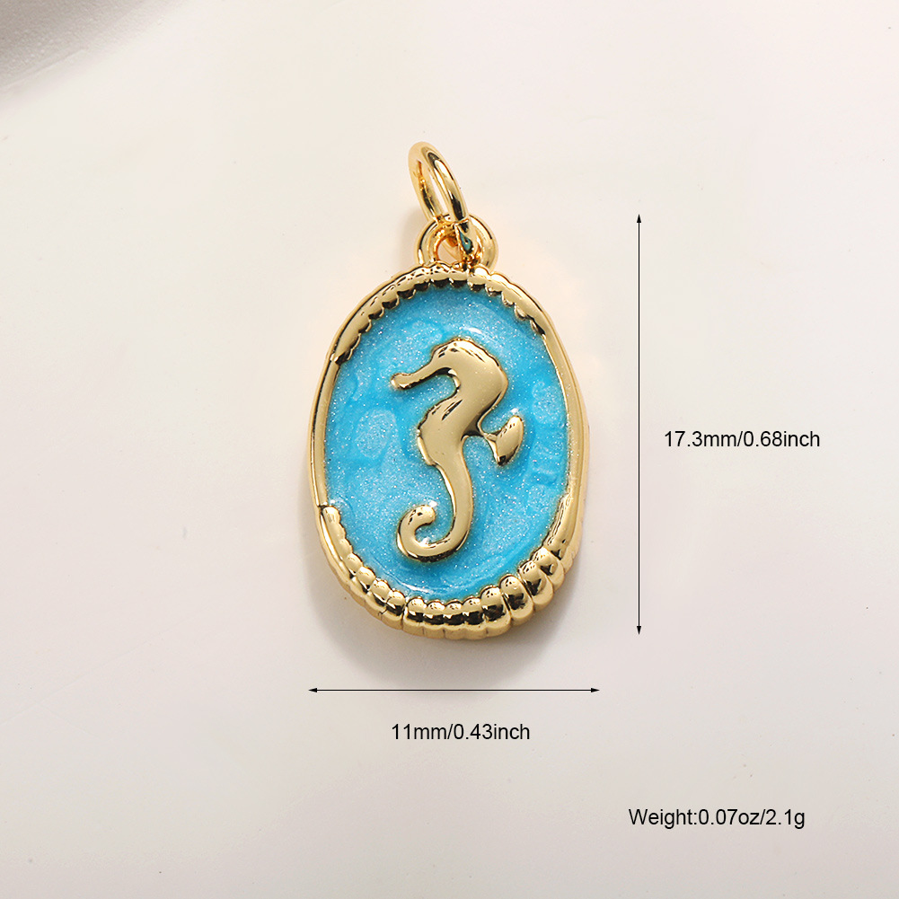 A795 blue oil dripping seahorse