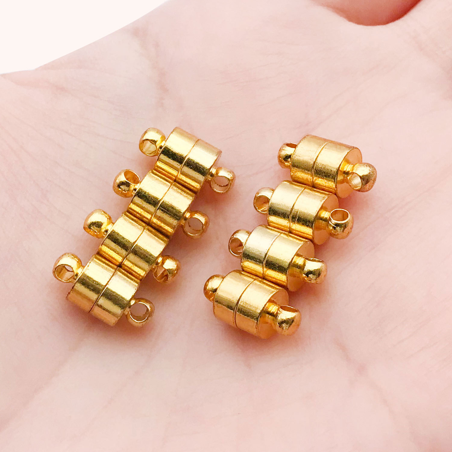 14694-gold copper small cylindrical magnet buckle 12x6-1.4g