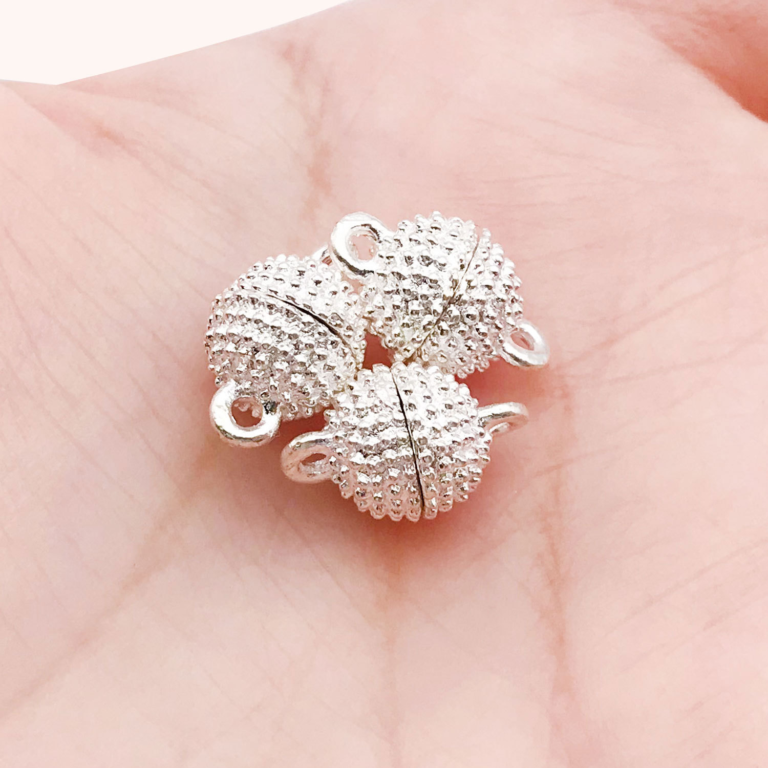 14701-bright silver zinc alloy spherical magnet buckle 8mm-2g