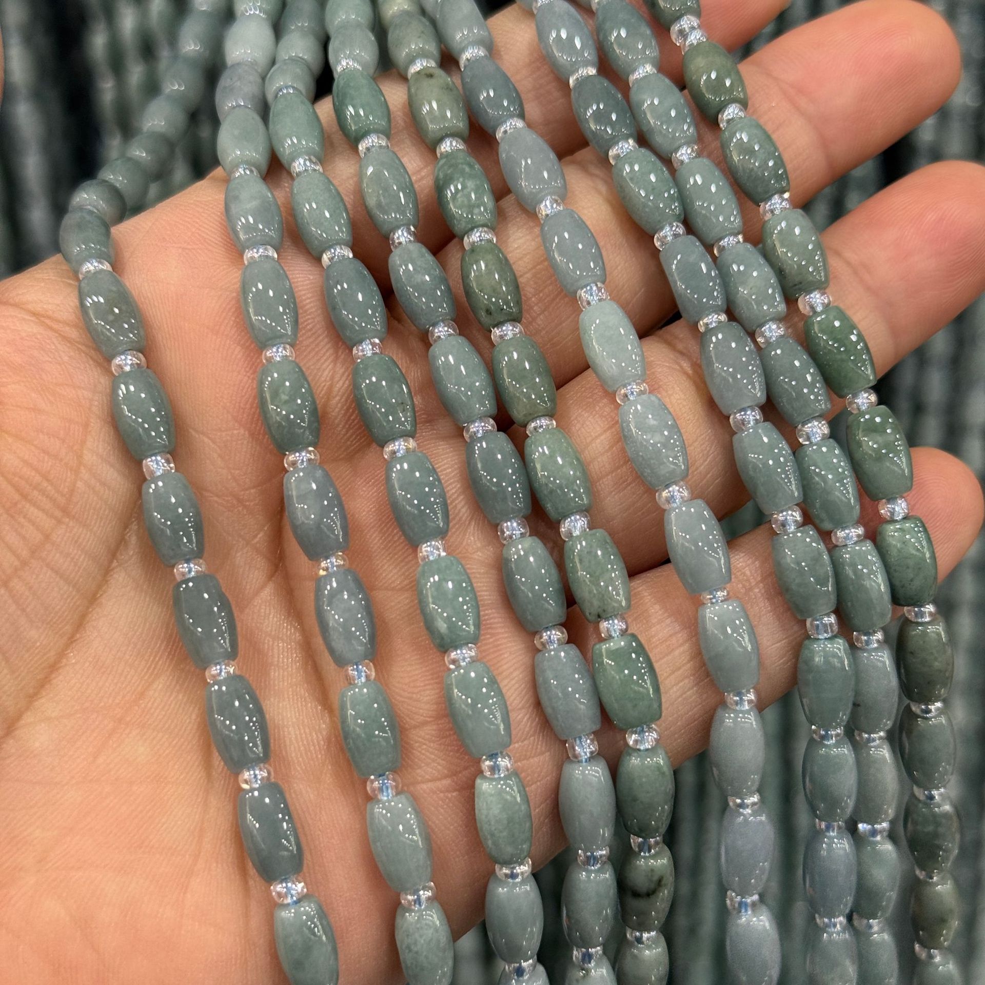Jade rice beads 5*7 mm