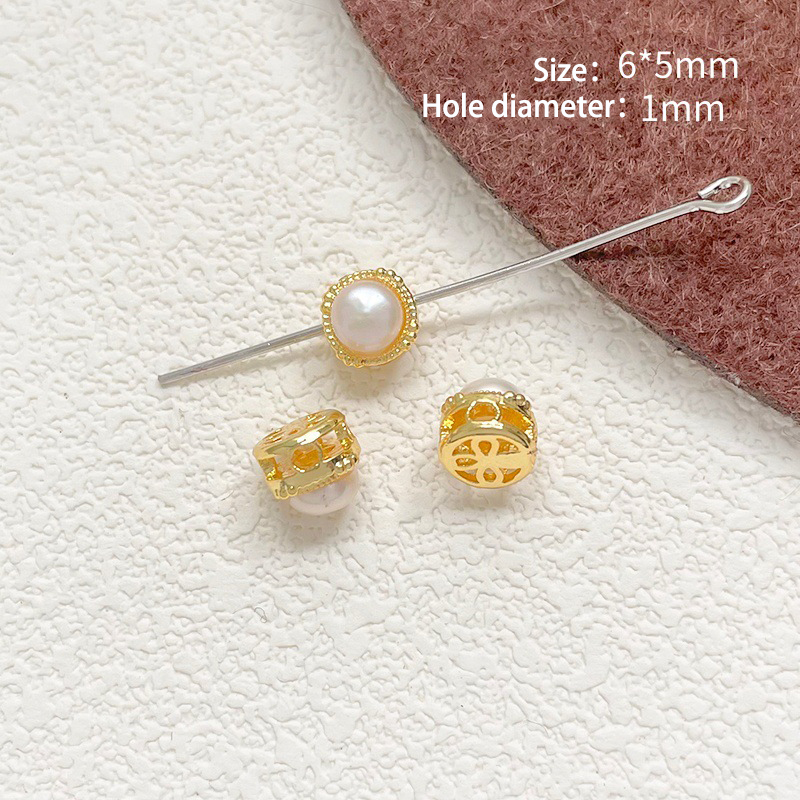 22 # Natural pearl small round spacer beads (1 piece)