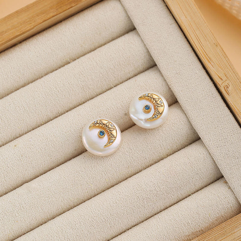 Te02502 natural pearls + sun and moon stars (each baroque pearls are different, please be careful if you mind)