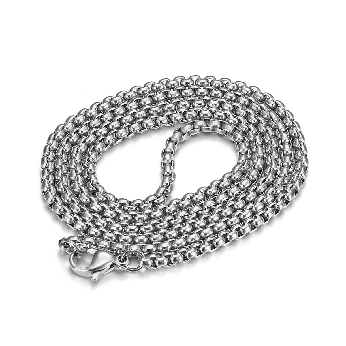 60cm steel color square pearl chain