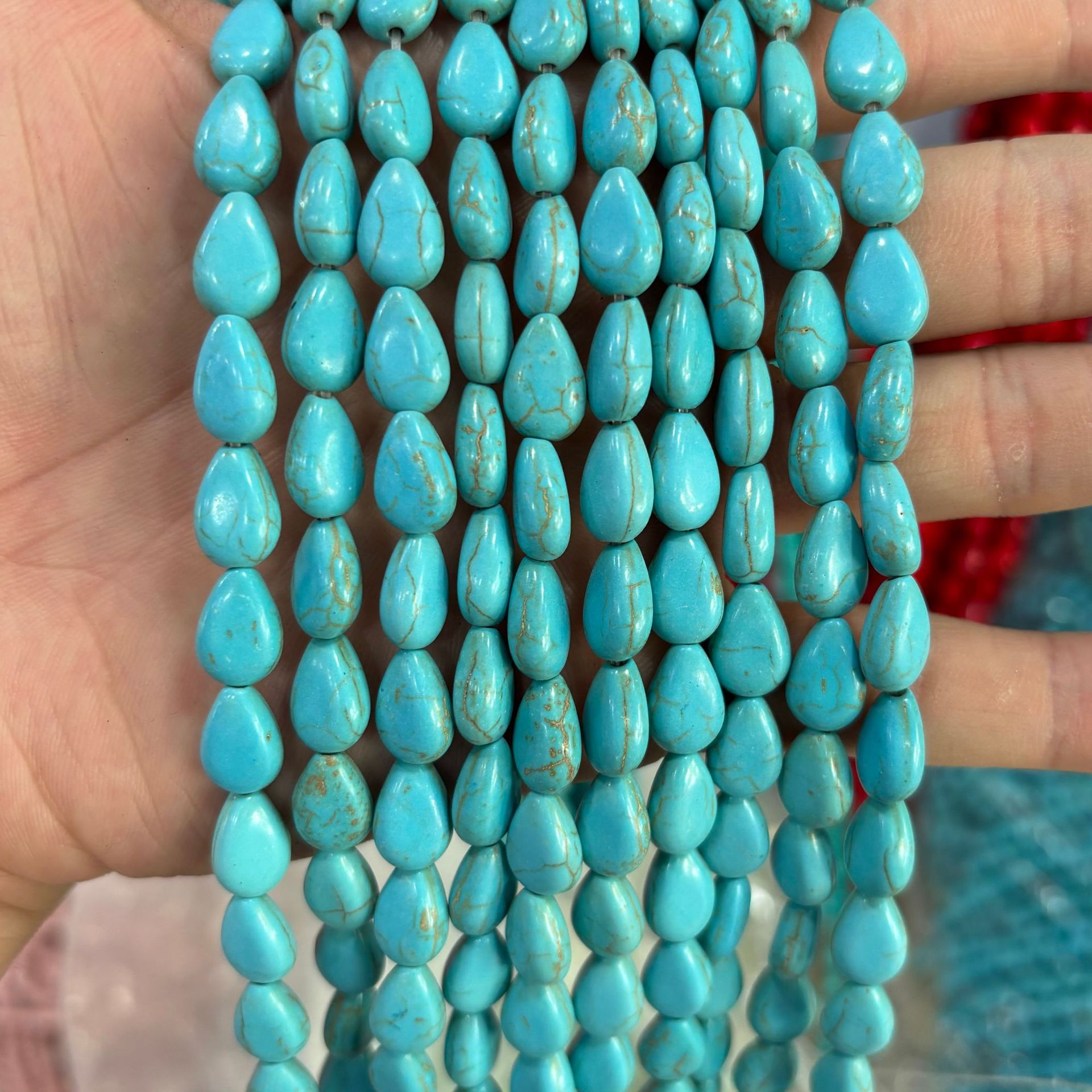 8x12mm blue pine flat water droplets (about 33 pieces)