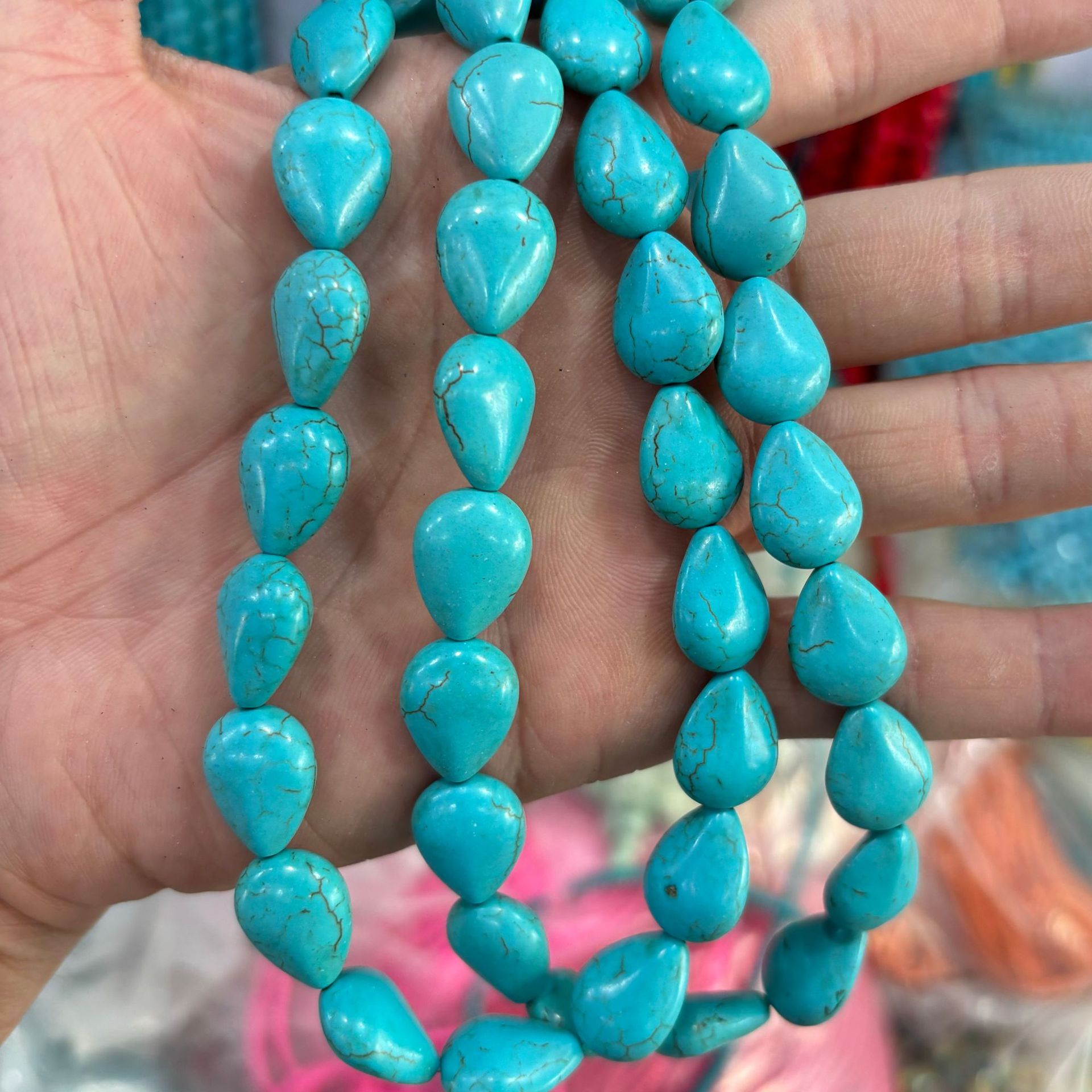 12x16mm blue pine flat water droplets (about 26 pieces)