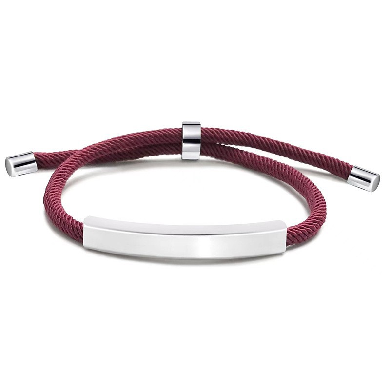Burgundy rope bracelet silver
