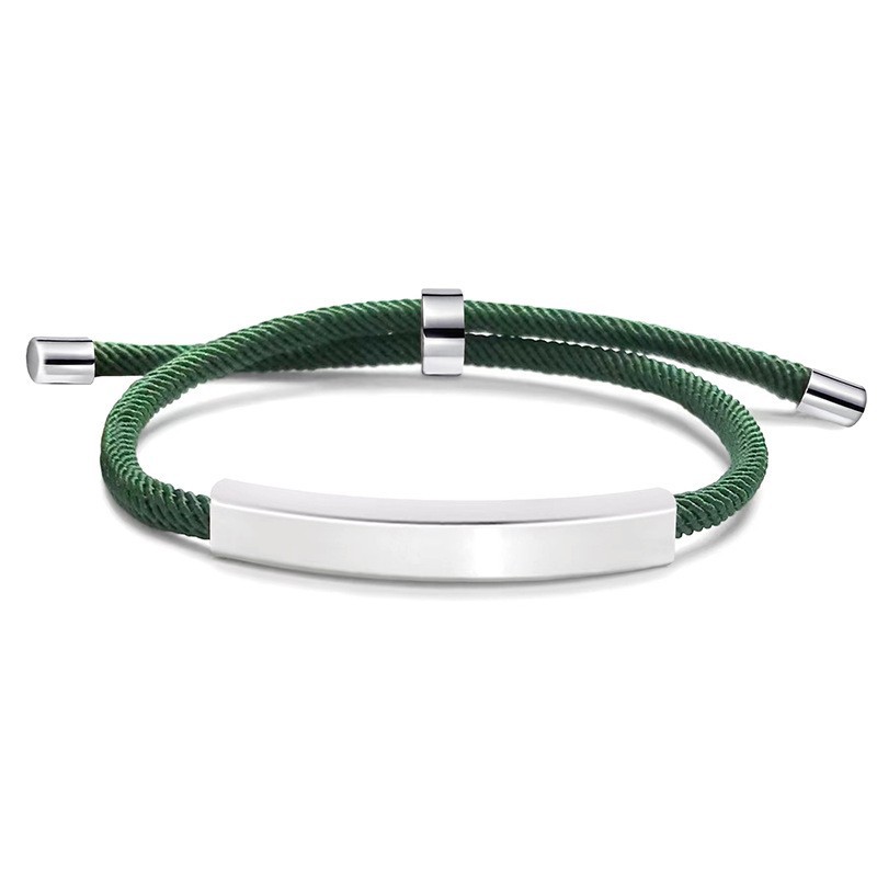 Green rope bracelet silver