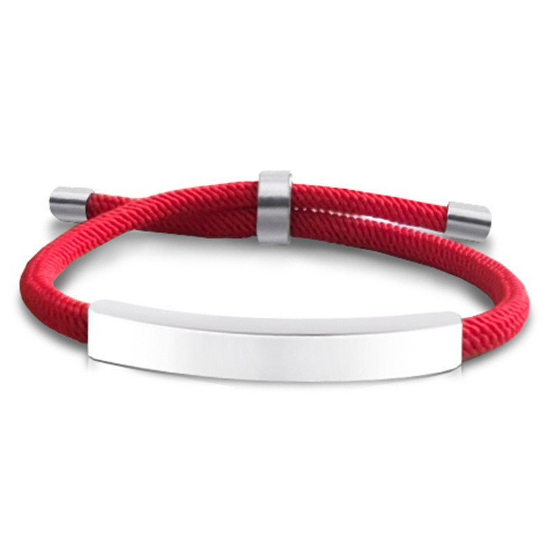 Big red rope bracelet silver