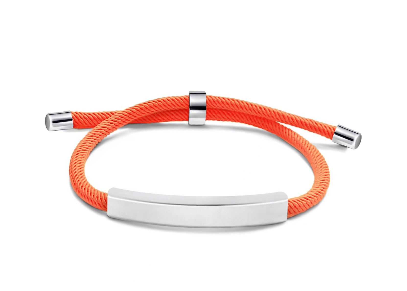 Orange rope bracelet silver
