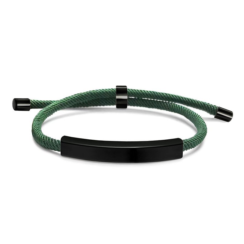 Green rope bracelet black