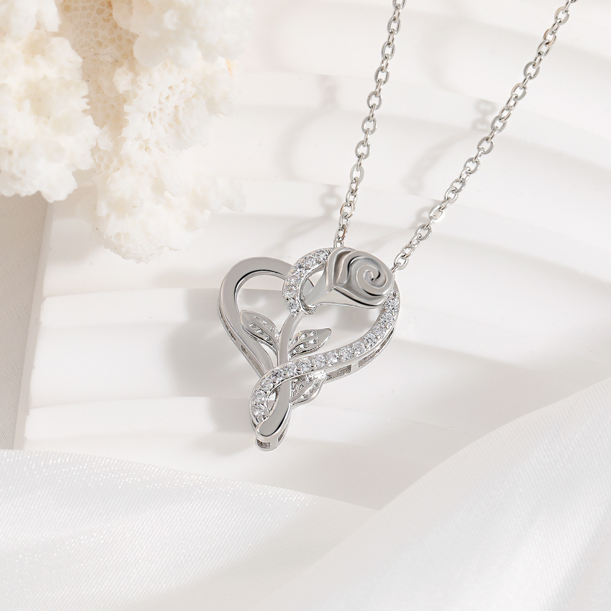 White gold heart necklace