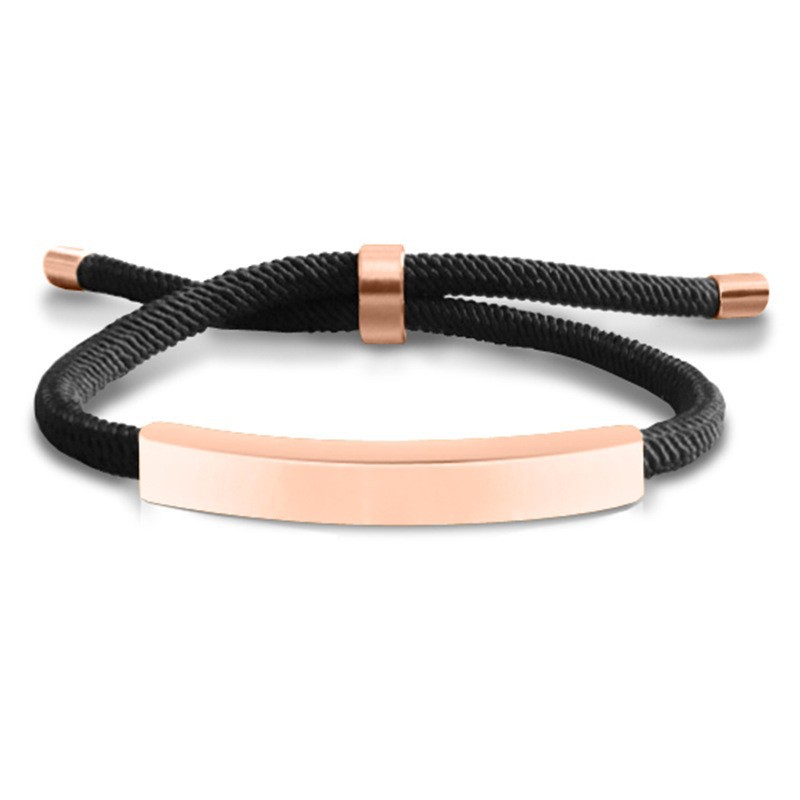 Black rope bracelet rose gold