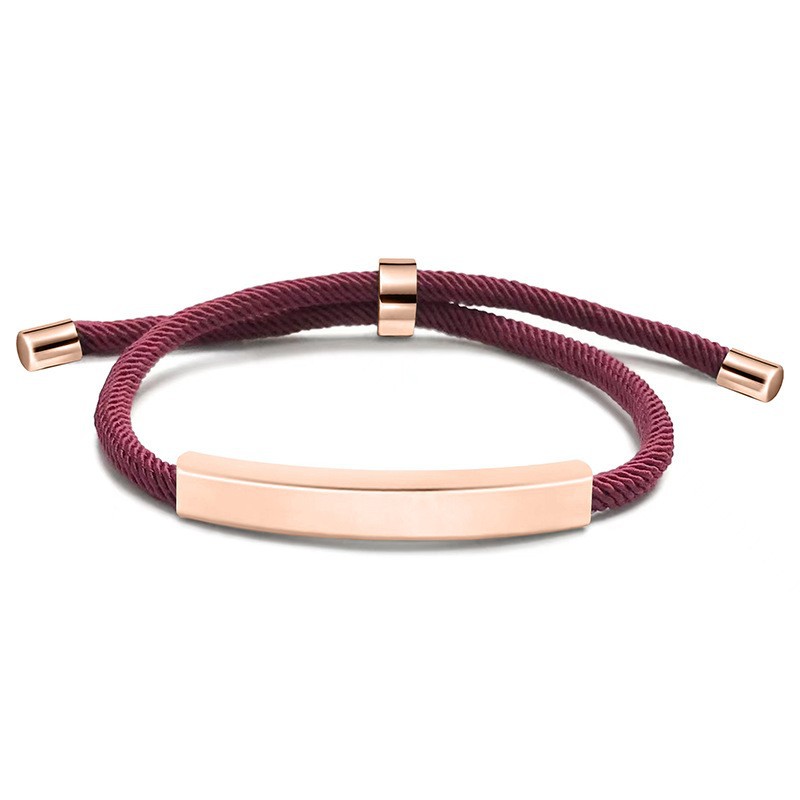 Burgundy rope bracelet rose gold
