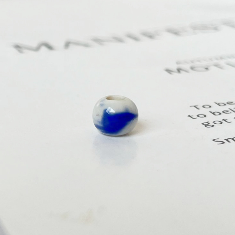 Blue and white on white