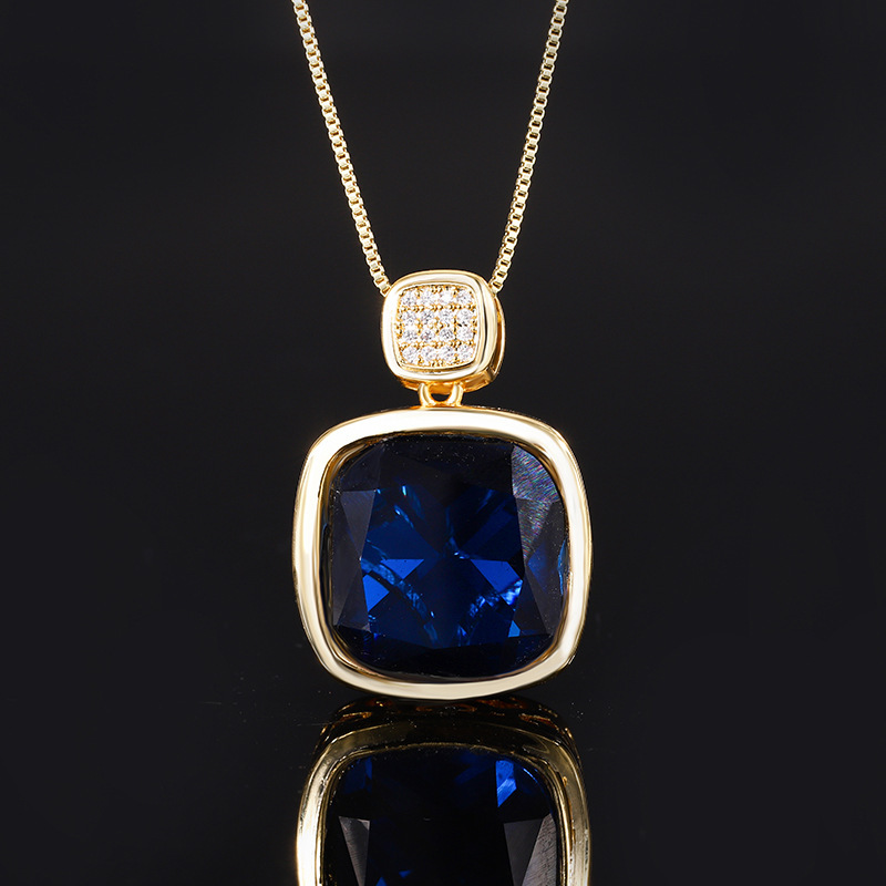 Blue spindle pendant with chain