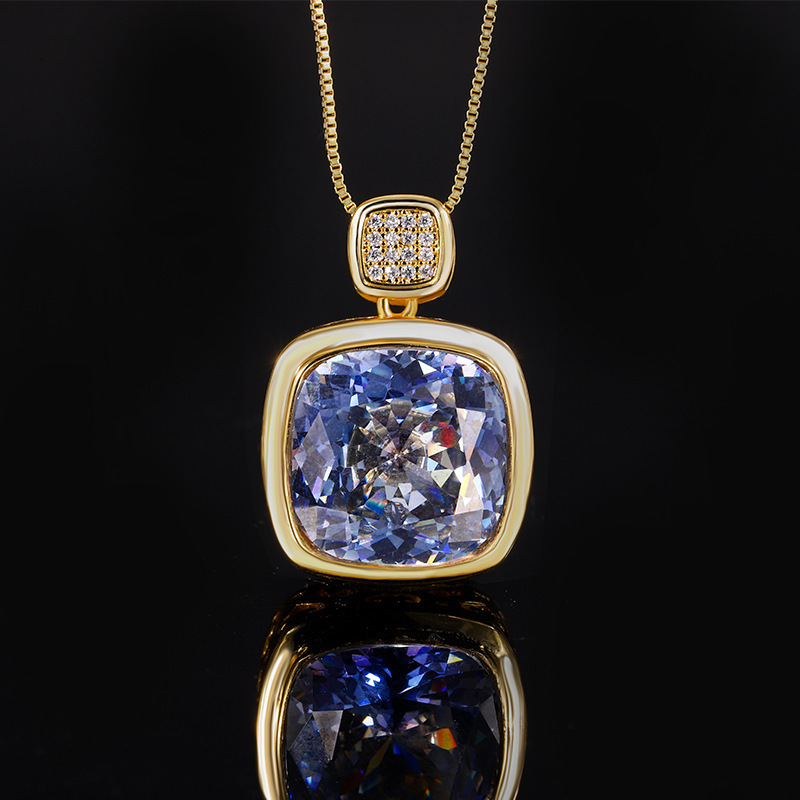 Bird's nest cut white blue plated pendant with chain