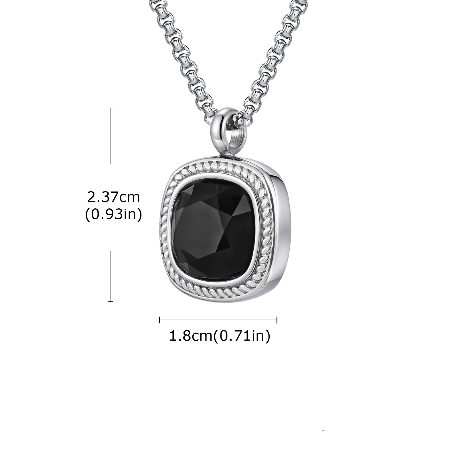 Black glass square pendant