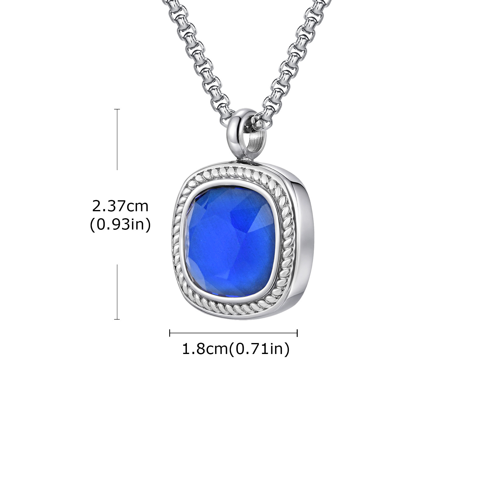Blue glass square pendant