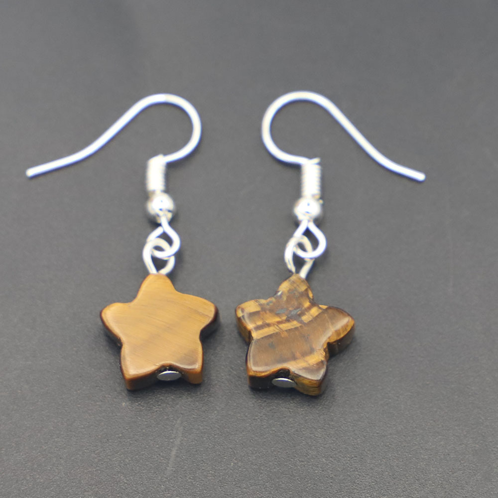 Silver tiger eye stone five-pointed star