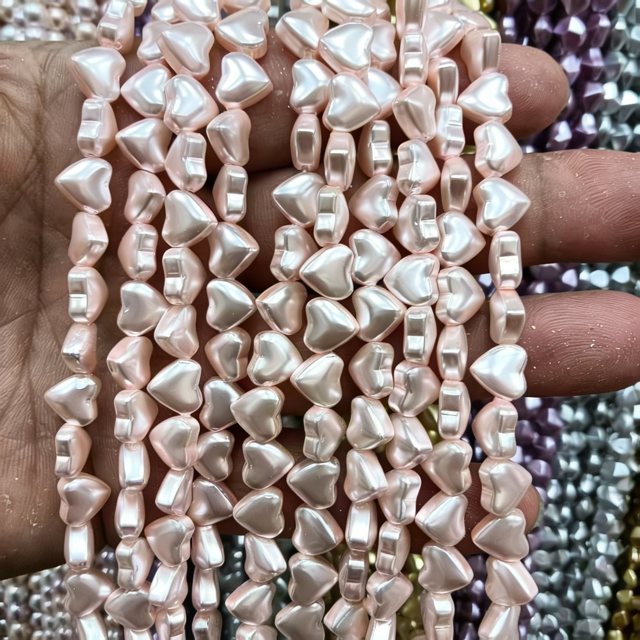 8mm peach heart pink