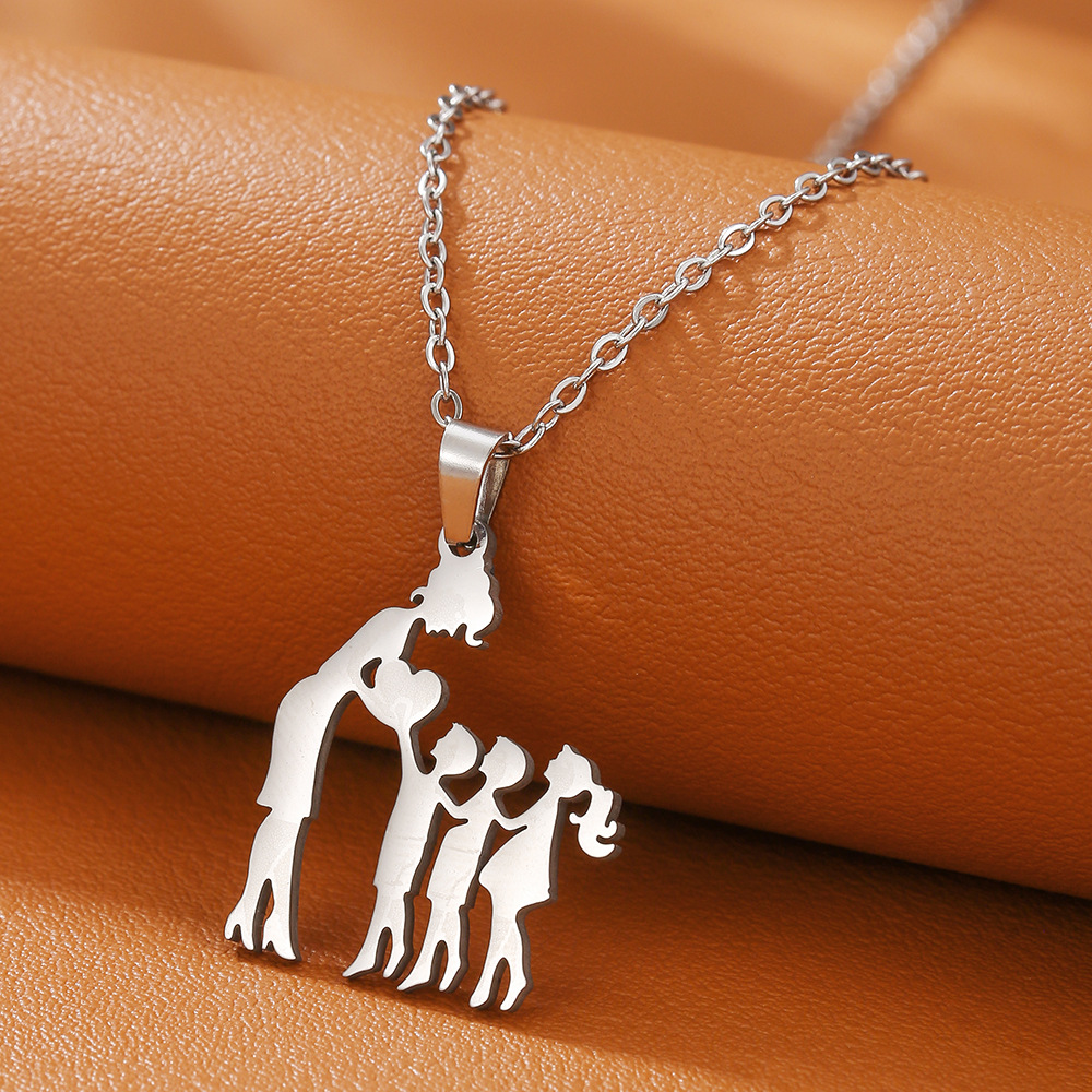 D1595-1 [steel color] mom 2 sons 1 daughter