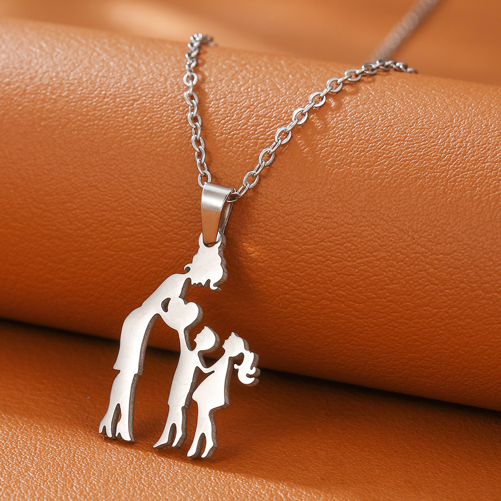 D1602-1 [steel color] mom 1 son 1 daughter