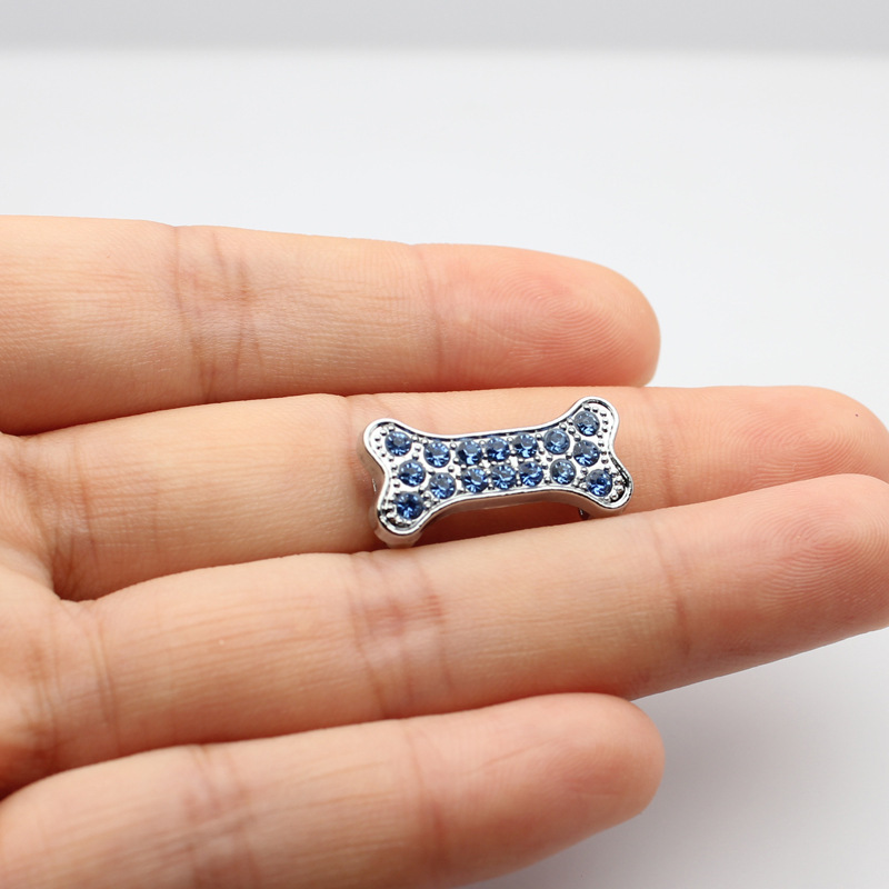 SL491-light blue diamond dog bone