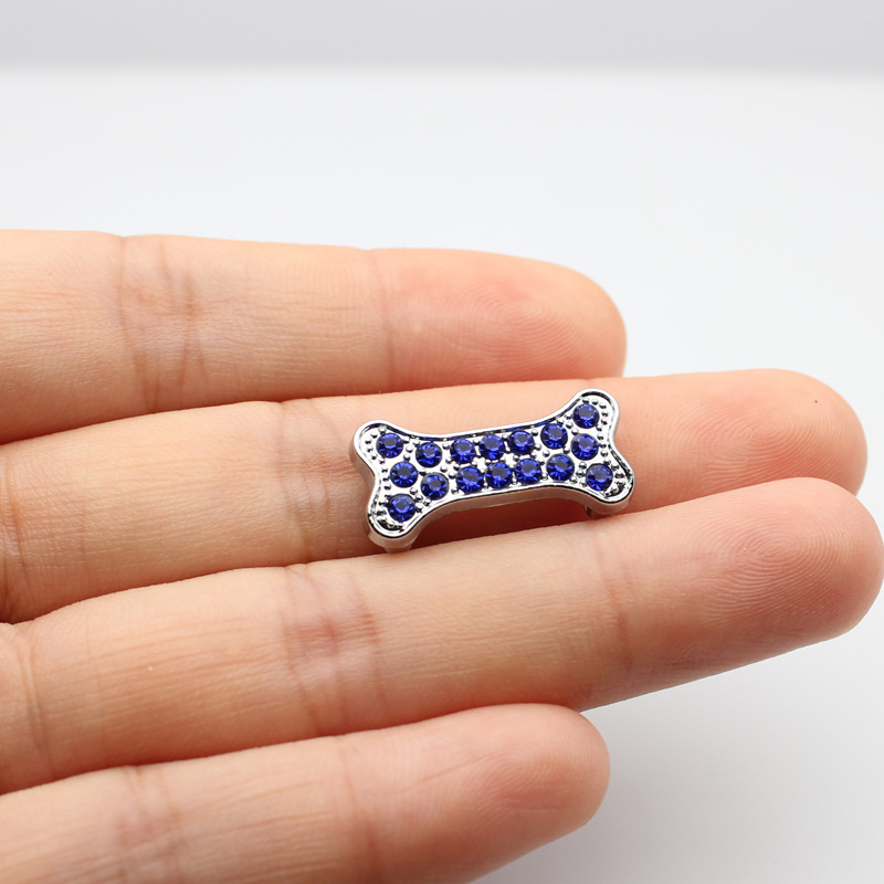 SL491-sapphire blue diamond dog bone