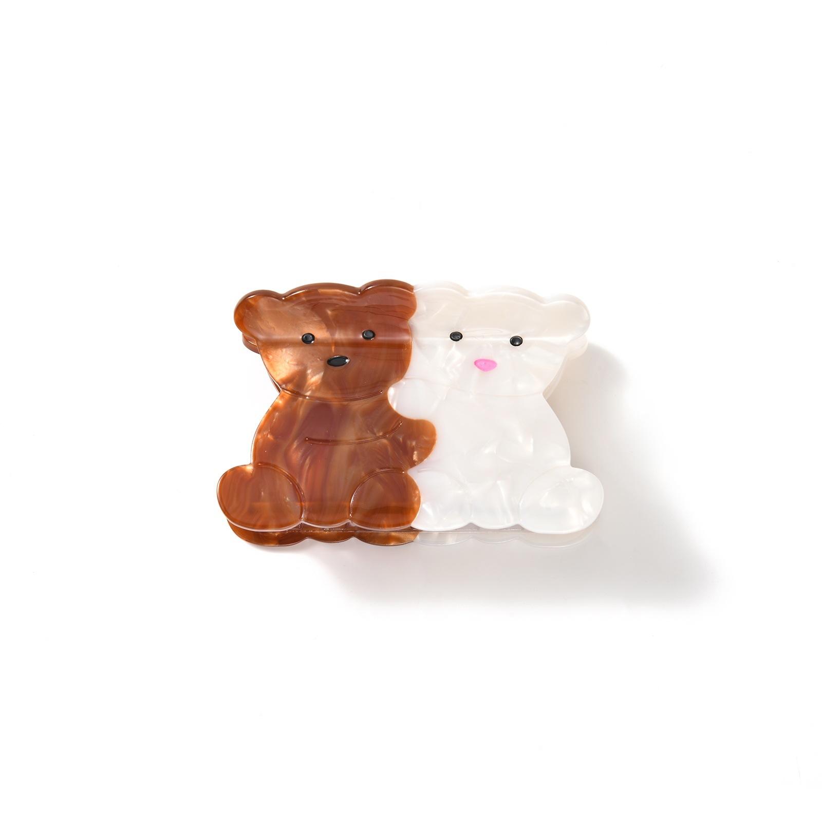 Brown and white hugging bear