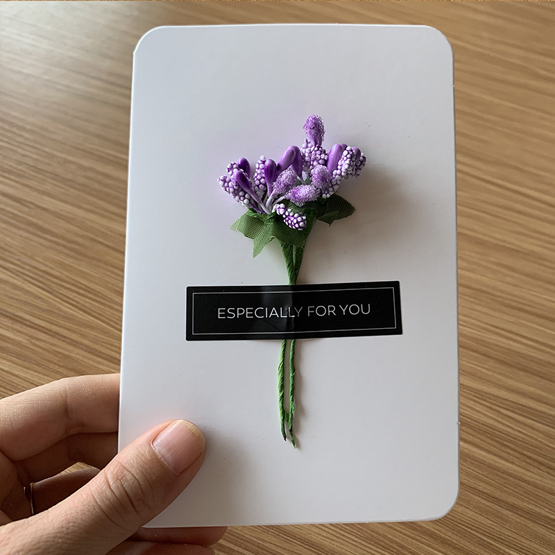 White card-lavender