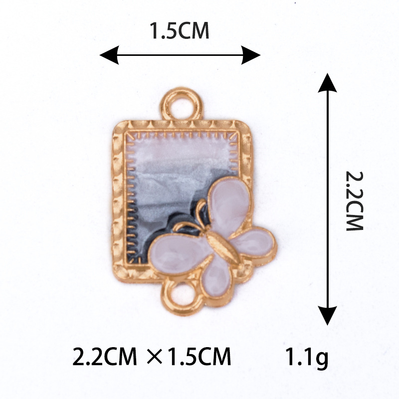 Black and white rectangular butterfly pendant