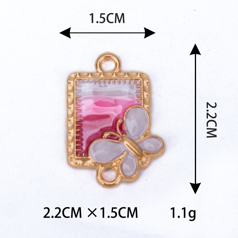 Red and white rectangular butterfly pendant