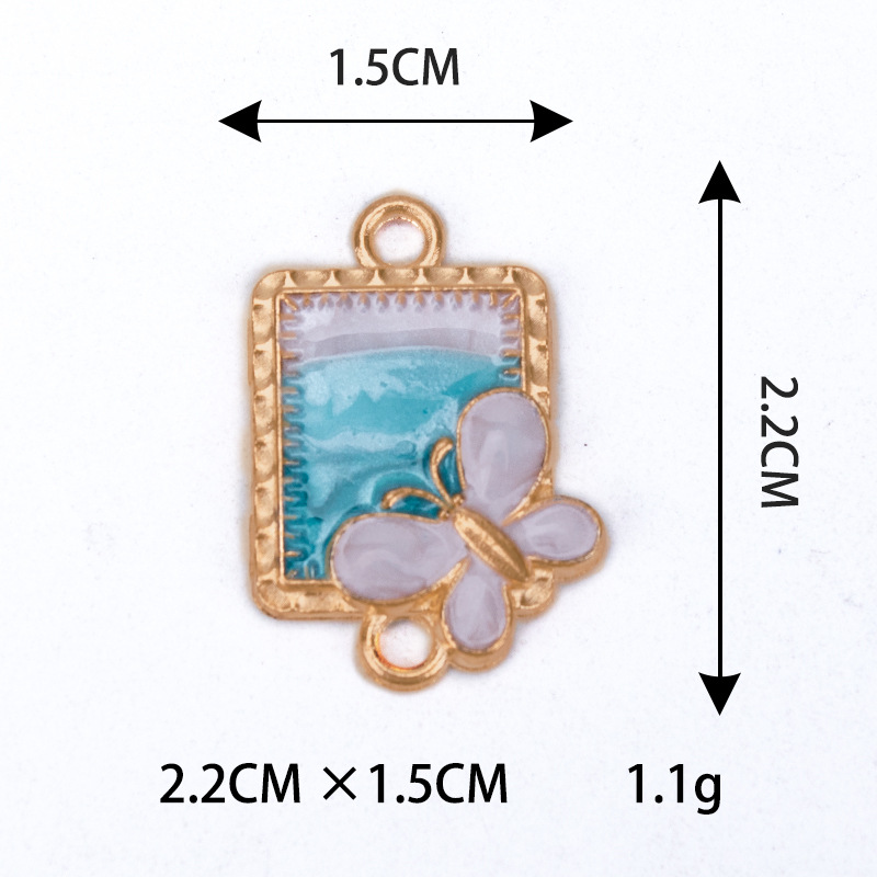 Blue and white rectangular butterfly pendant