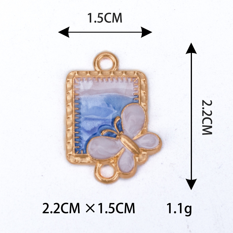 Blue and white rectangular butterfly pendant