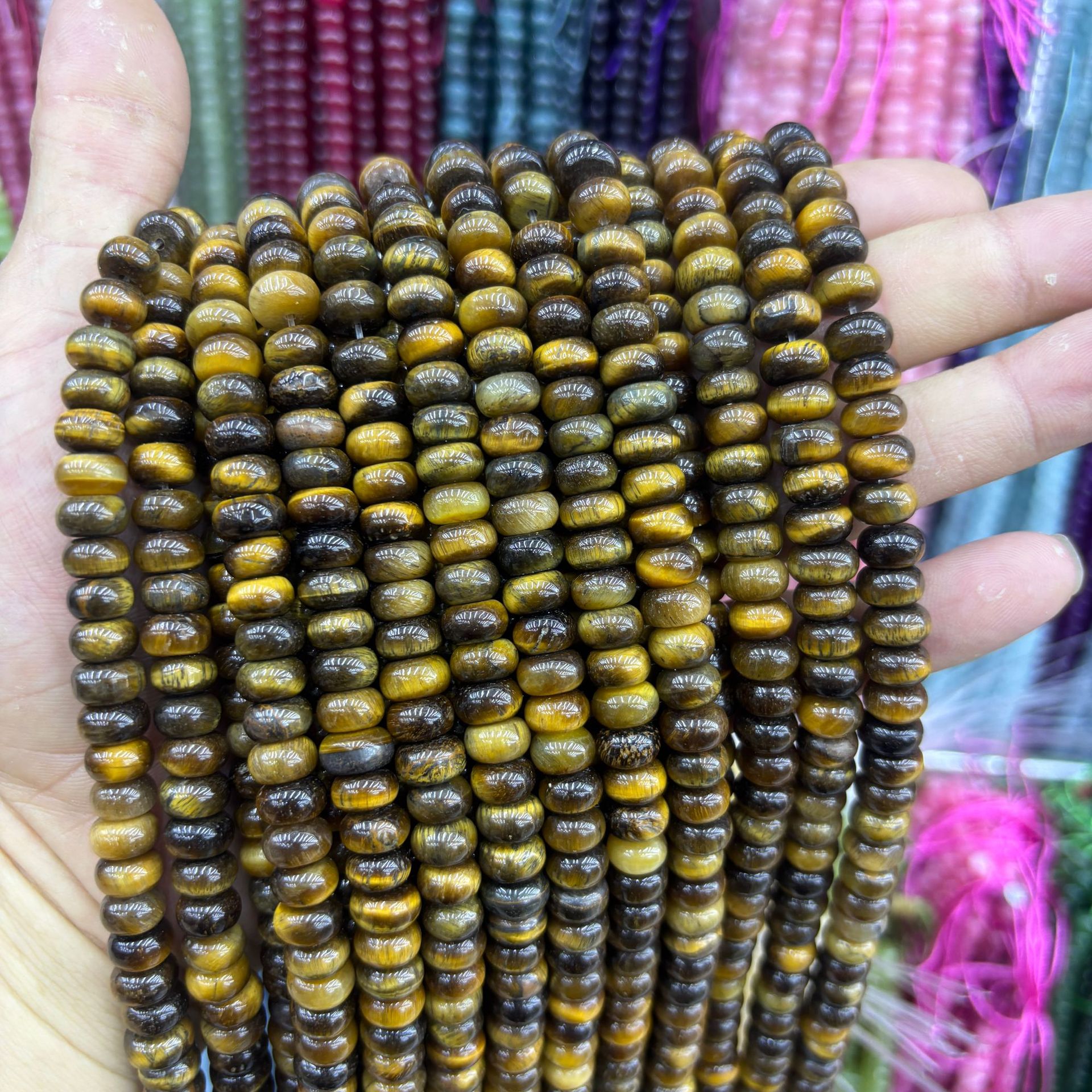 Yellow tiger eye abacus beads