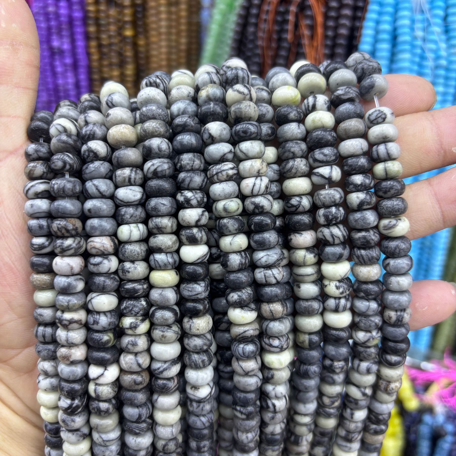 Black network abacus beads