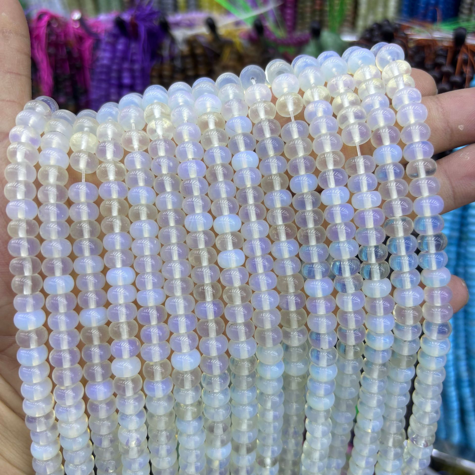 Opal abacus beads