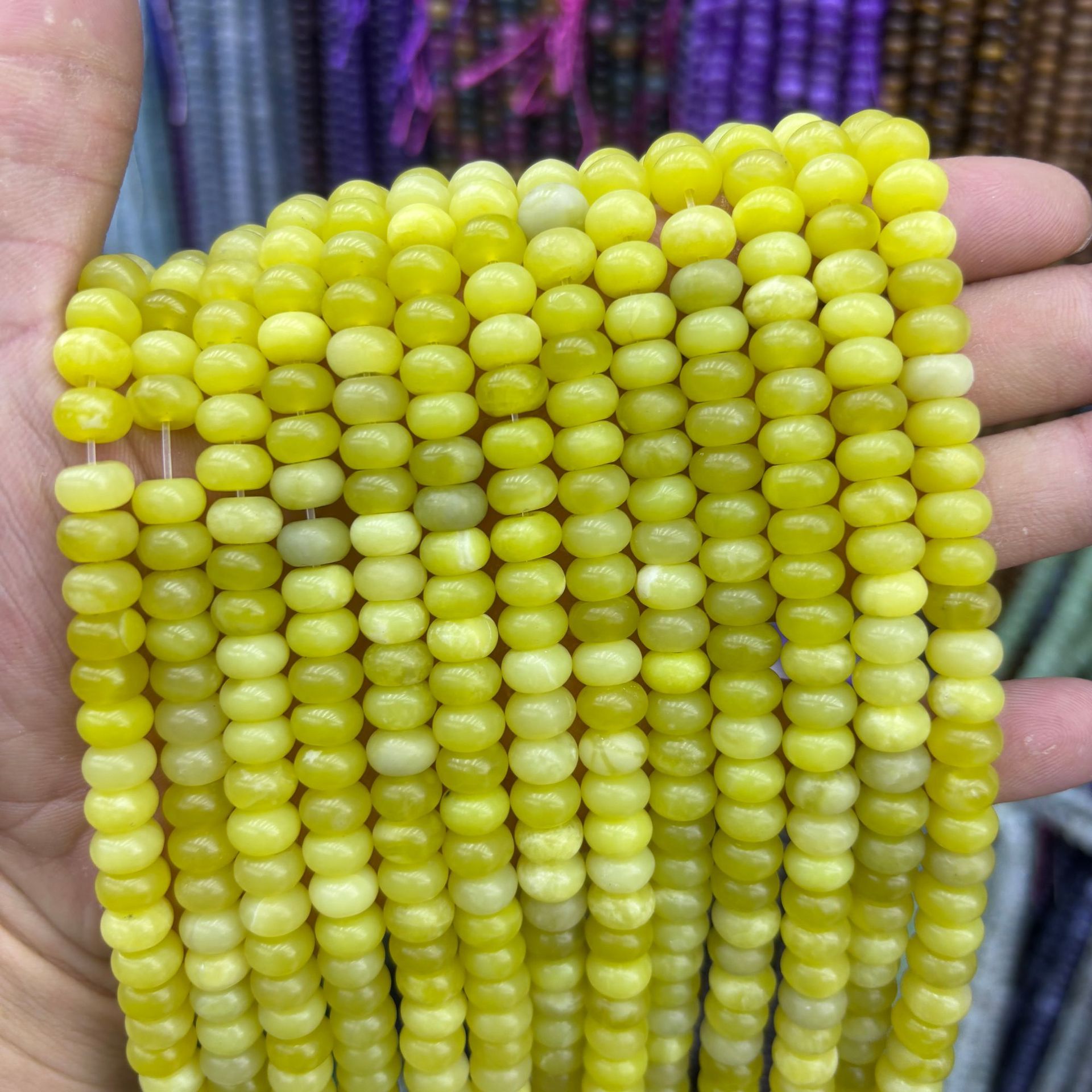 Lemon crystal abacus beads