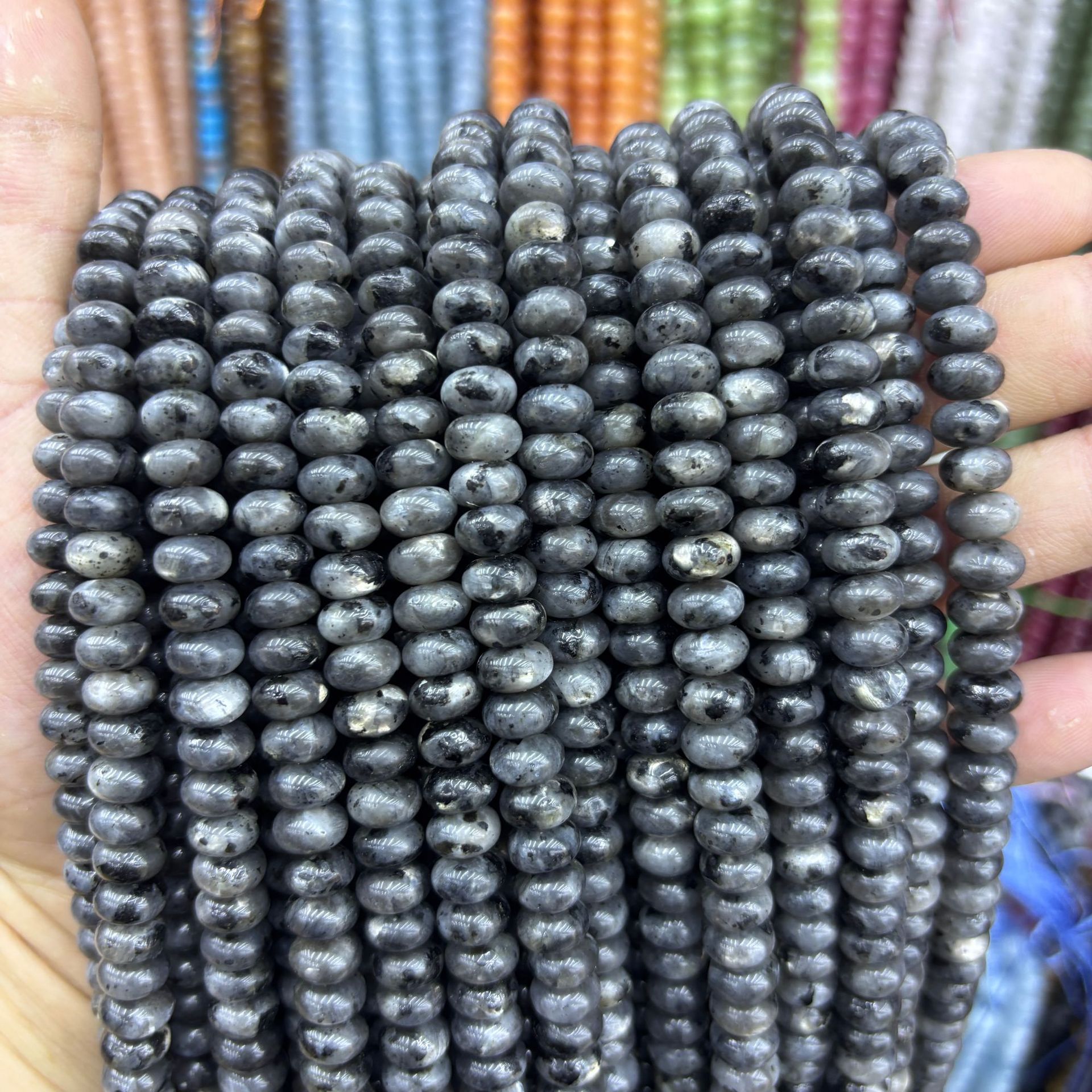 Black glitter abacus beads