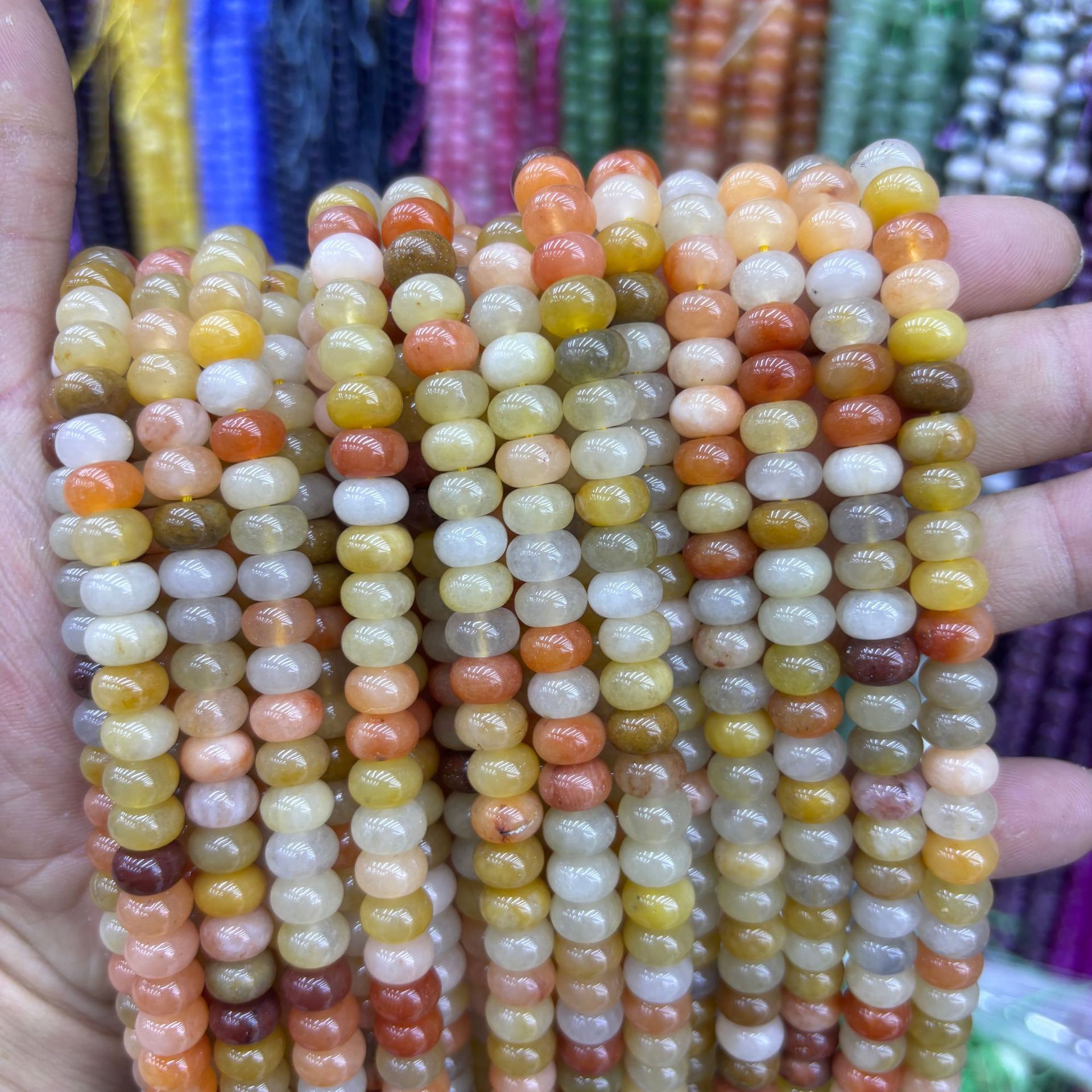 Gold silk jade abacus beads